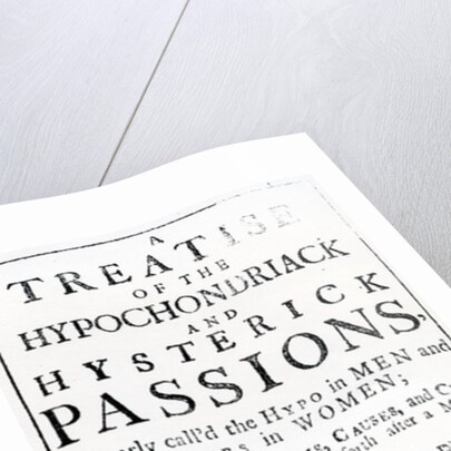 Title page for 'A Treatise of the Hypochondriack and Hysterick Passions' by Bernard de Mandeville, published 1711 by English School