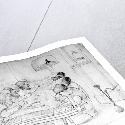 Men working at an embroidery frame, 1870 by John Lockwood Kipling