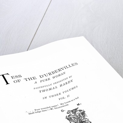 Title page to 'Tess of the D'Urbervilles' by Thomas Hardy, edition published in 1892 by English School