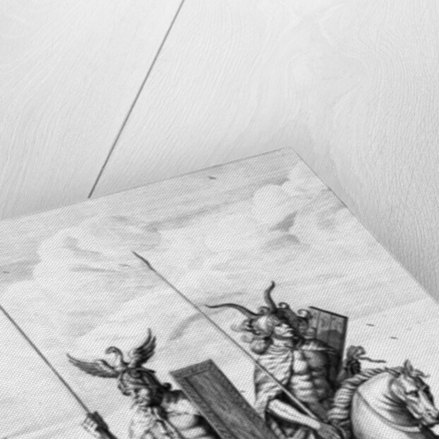 German Troopers with their Helmets, Shields & Lances by English School