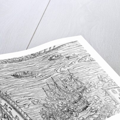 A reconstruction of a naval battle performed on the River Seine in front of Henri IV in 1596 by French School