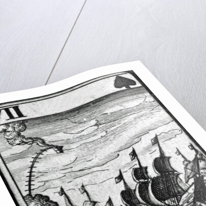 Spanish Ships Cast Away. VII of Spades from a pack of playing cards by English School