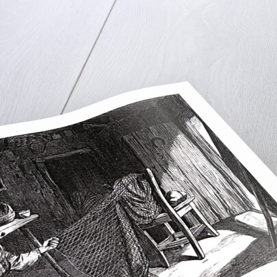 Sketches from Ireland : Woman making nets in the Claddagh, Galway by English School