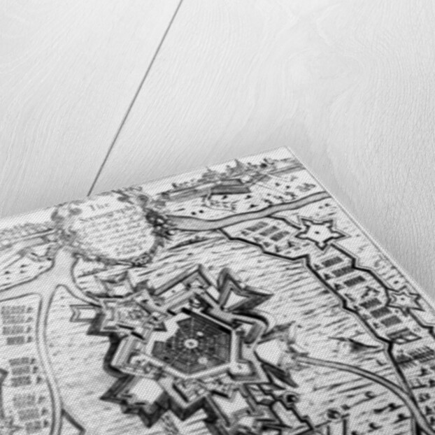 The scenography of a town and castle with all the usual outworks and the manner of carrying out a siege by English School