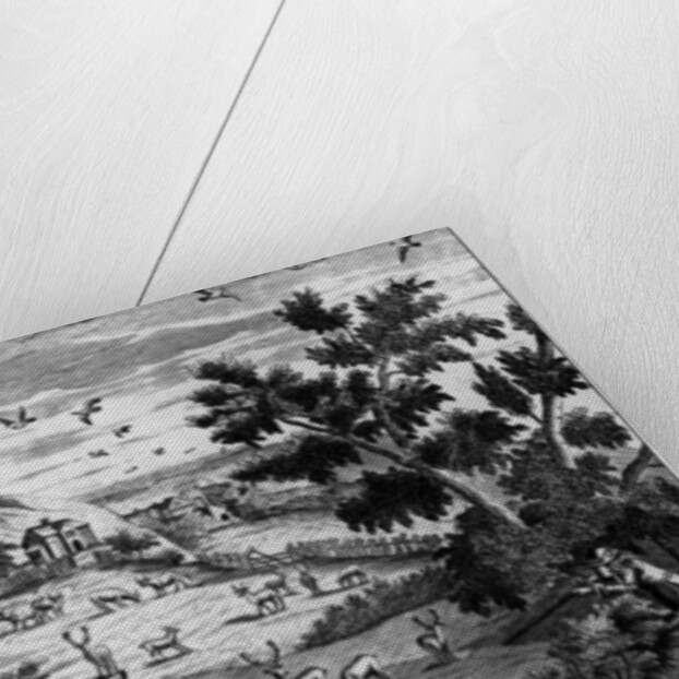 A keeper choosing out of the herd a fat buck to be shot and run down by English School