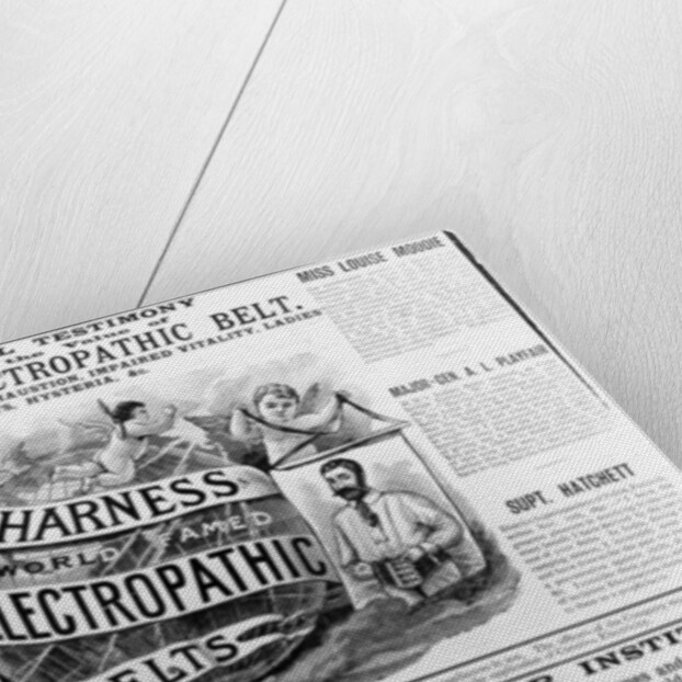 Advertisement for 'Harness world famed Electropathic Belts', c.1890 by English School