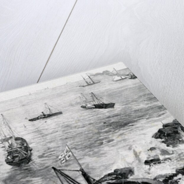 The Prince of Wales and Duke of Edinburgh laying the foundation-stone of the new Eddystone lighthouse by William Heysham Overend