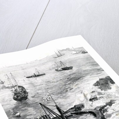 The Prince of Wales and Duke of Edinburgh laying the foundation-stone of the new Eddystone lighthouse by William Heysham Overend