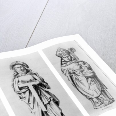 Drawings of Saints Martin, Wilgefort and Nicholas from their statues in Henry VII Chapel, Westminster Abbey, by English School