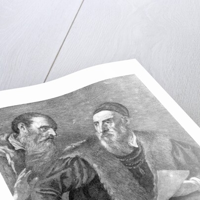 Portrait of Titian painted by himself with his friend Don Francesco del Mosaico by Titian (c.1488-1576) (after)
