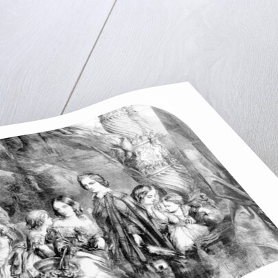 The Queen and Her Children at Windsor Great Park by English School