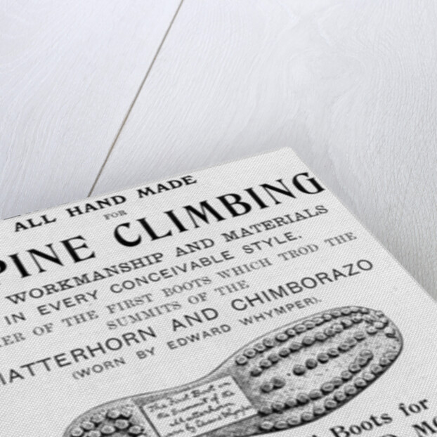 Advertisement for S. W. Norman Alpine Climbing Boots by English School