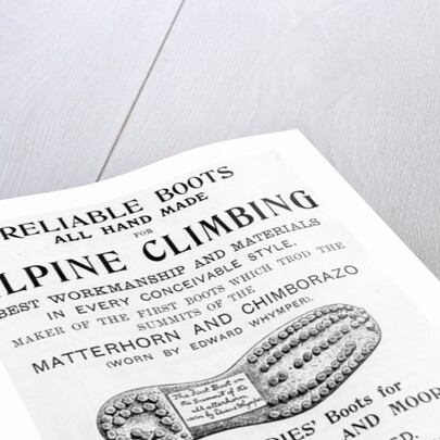 Advertisement for S. W. Norman Alpine Climbing Boots by English School