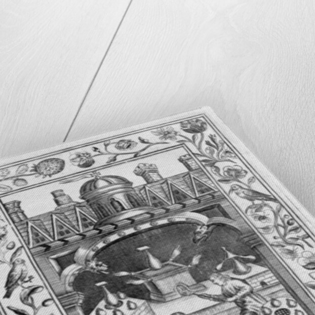 Alchemical laboratory showing various forms of furnace and vessels, taken from 'Theatrum Chemicum Britannicum' by Elias Ashmole, 1652 by English School