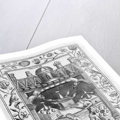 Alchemical laboratory showing various forms of furnace and vessels, taken from 'Theatrum Chemicum Britannicum' by Elias Ashmole, 1652 by English School