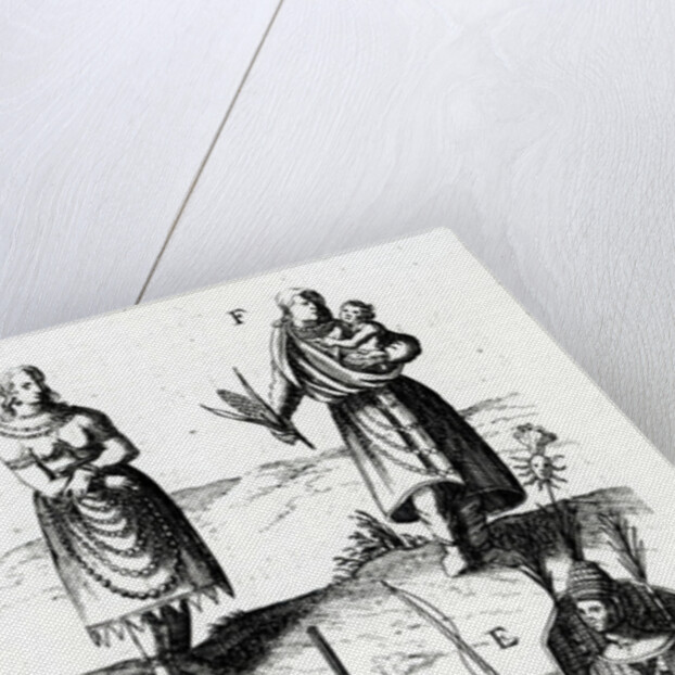 Illustrations of Algonquin dress, engraving from Voyages of Sieur de Champlain by Samuel de Champlain, 17th century by Samuel de Champlain