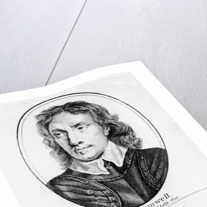 Portrait of Oliver Cromwell from an original by Peter Lely of 1653, and his seal and autographs by English School