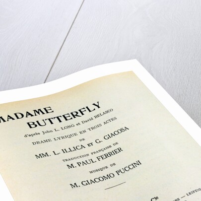 Playbill for 'Madame Butterfly' by Giacomo Puccini 1903 by French School
