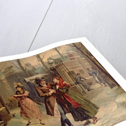 Scenery for the scene with Mimi and Rodolfo in the opera 'La Boheme' by Giacomo Puccini by Luigi Morgari