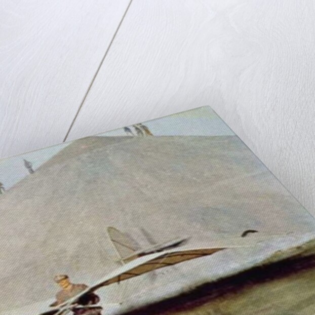 One of the many flying experiments of Otto Lilienthal from 'Scientific American' by American School