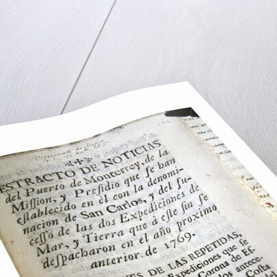 The first page of the official account of the Portola Expedition of 1769-70 by Anonymous