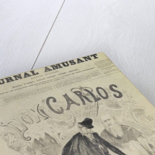 Front page of 'Le Journal Amusant', with a caricature of Don Carlos by Arjou Henri & Lafosse G Darfou
