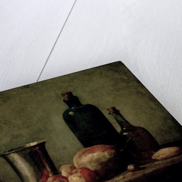 Still-life with Silver Beaker, Fruit and Bottles on a Table by Jean-Baptiste Simeon Chardin