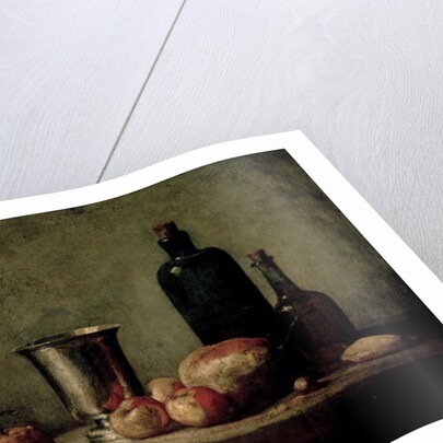 Still-life with Silver Beaker, Fruit and Bottles on a Table by Jean-Baptiste Simeon Chardin