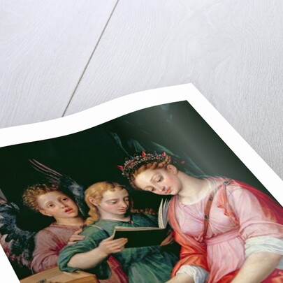 St. Cecilia Accompanied by Three Angels by Michiel I Coxie or Coxcie