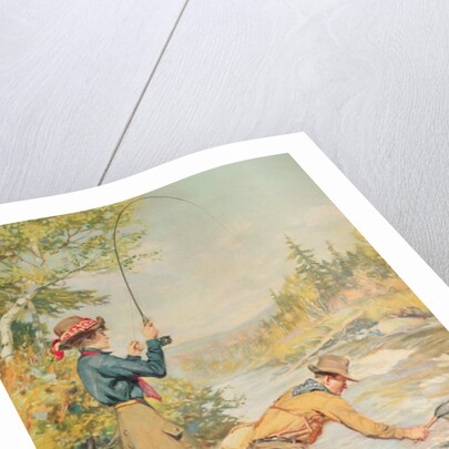 Couple Fishing on a River by Anonymous Anonymous