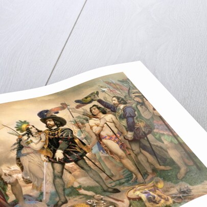 Conquest of Mexico: Hernando Cortes destroying his fleet at Vera Cruz, 1519 by Nicholas Eustache (after) Maurin