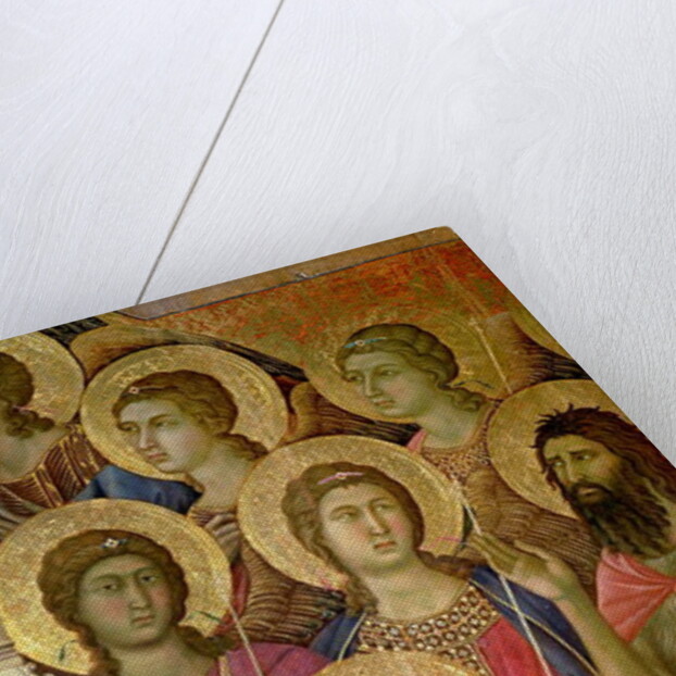 Maesta: Detail of Saints, including St. John the Baptist, 1308-11 by Duccio di Buoninsegna