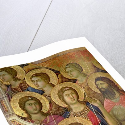 Maesta: Detail of Saints, including St. John the Baptist, 1308-11 by Duccio di Buoninsegna