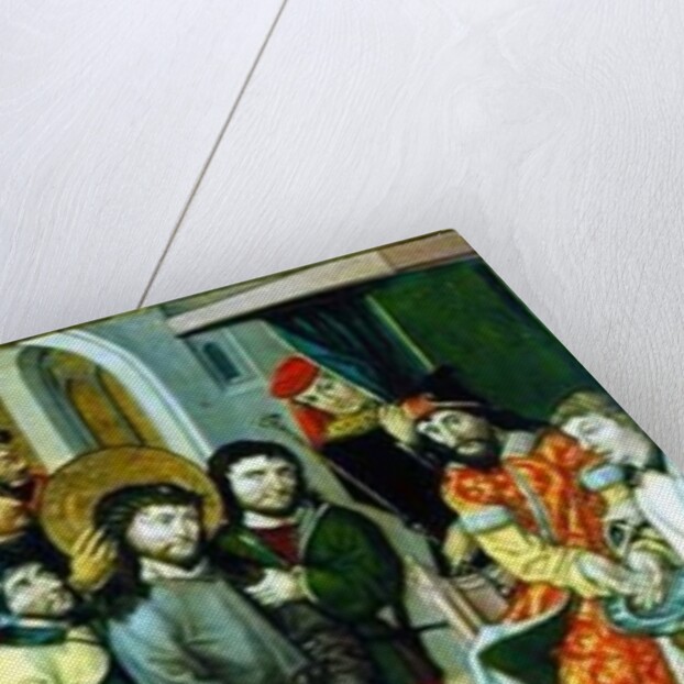 Christ Before Pilate and Christ Carrying the Cross, panel from and altarpiece depicting scenes of the Passion and saints, 1490 by Master of the Luneburg Footwashers