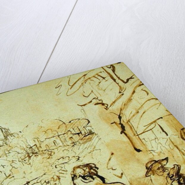 St. Jerome Reading in a Landscape, c.1653-54 by Rembrandt Harmensz. van Rijn (after)