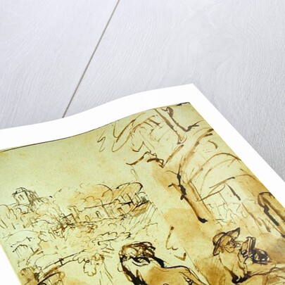 St. Jerome Reading in a Landscape, c.1653-54 by Rembrandt Harmensz. van Rijn (after)