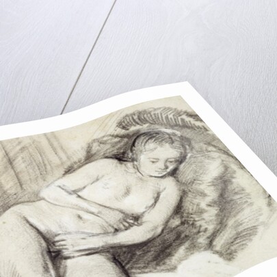 Reclining Female Nude by Rembrandt Harmensz. van Rijn