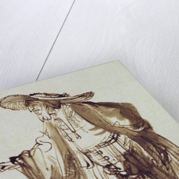 Actor with a Broad-rimmed Hat by Rembrandt Harmensz. van Rijn