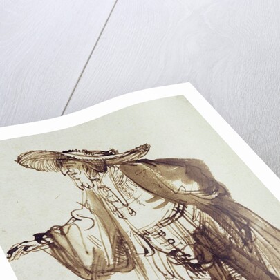 Actor with a Broad-rimmed Hat by Rembrandt Harmensz. van Rijn