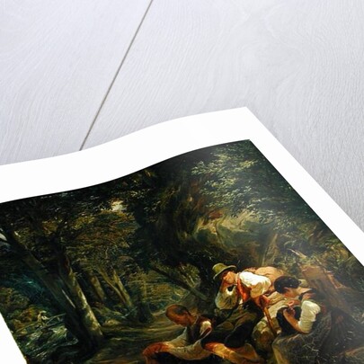 Three Upper Bavarians Resting on an Alpine Path, 1841 by Hermann Kauffmann