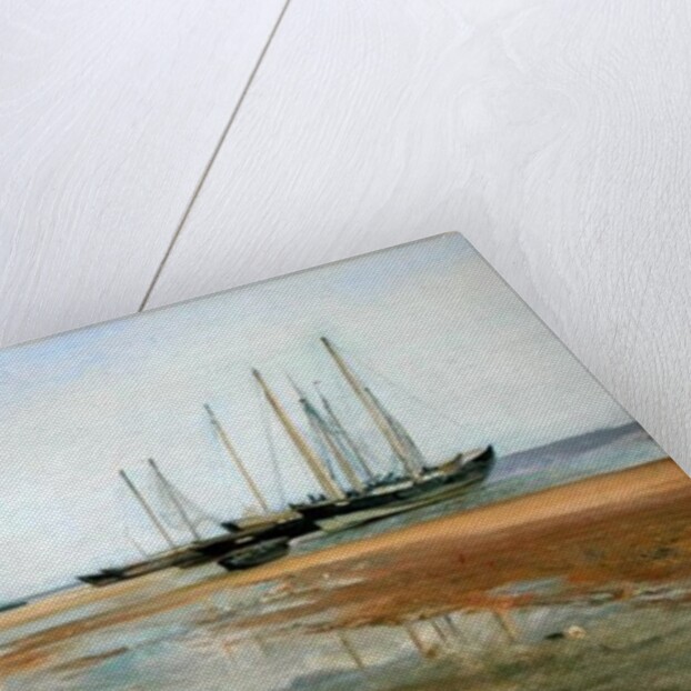 Cargo Ships on the Sands of the Elbe, 1840/45 by Johann Martin Gensler