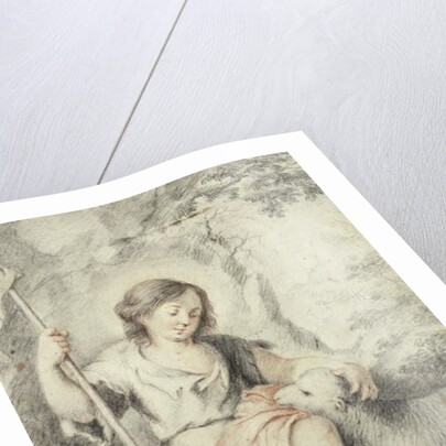 The Young John the Baptist with the Lamb in a Rocky Landscape by Bartolome Esteban Murillo