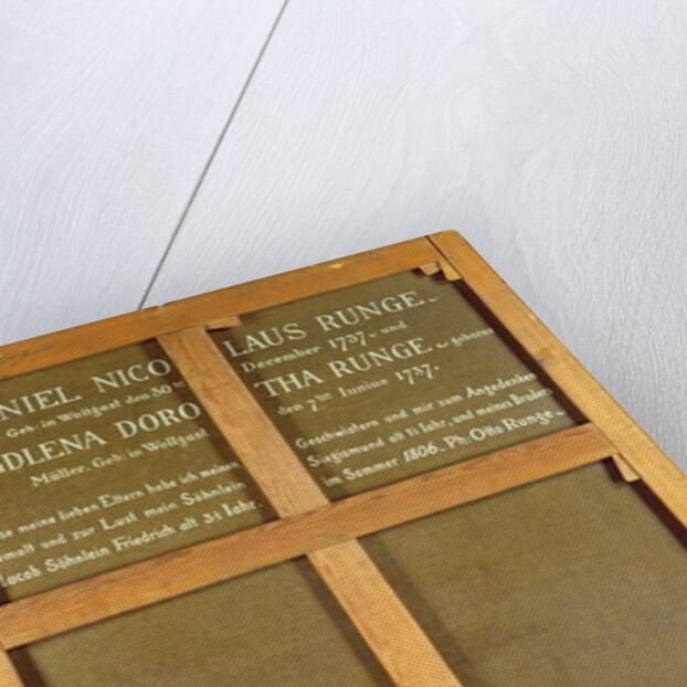 Inscription on the back of the painting, 'The Artist's Parents', 1806 by Philipp Otto Runge