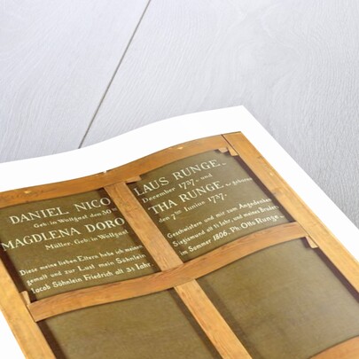 Inscription on the back of the painting, 'The Artist's Parents', 1806 by Philipp Otto Runge