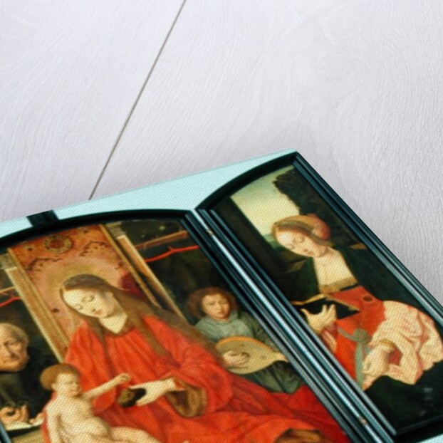 The Holy Family with St. Catherine and St. Barbara, triptych by Master of the Holy Blood