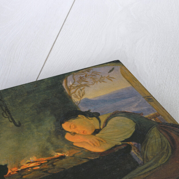 Girl Sleeping by the Fire, 1843 by Rudolph Friedrich Wasmann