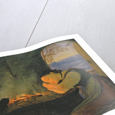 Girl Sleeping by the Fire, 1843 by Rudolph Friedrich Wasmann