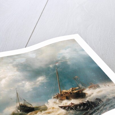Ships in a Storm on the Dutch Coast, 1854 by Andreas Achenbach