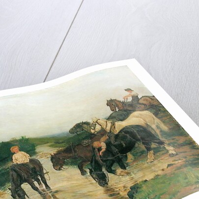 Bathing Horses after Work, 1884 by William Frank Calderon