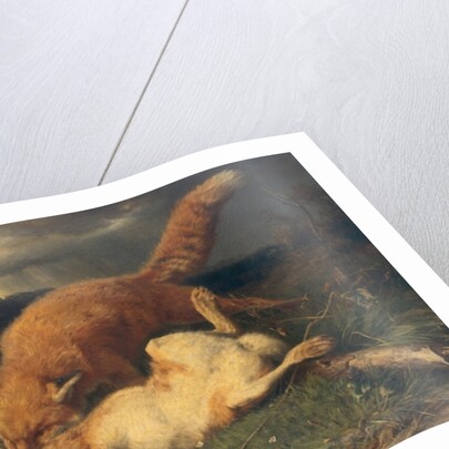 Fox and Hare, 1866 by Johann Baptist Hofner